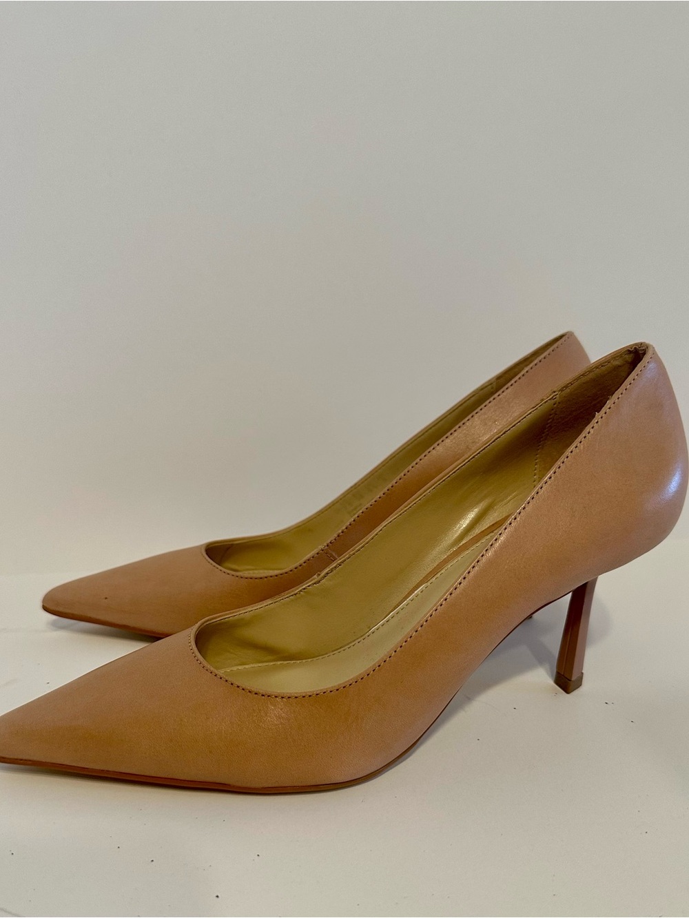 Kenneth Cole Beatrix Pointed-Toe Leather Pumps in Light Tan